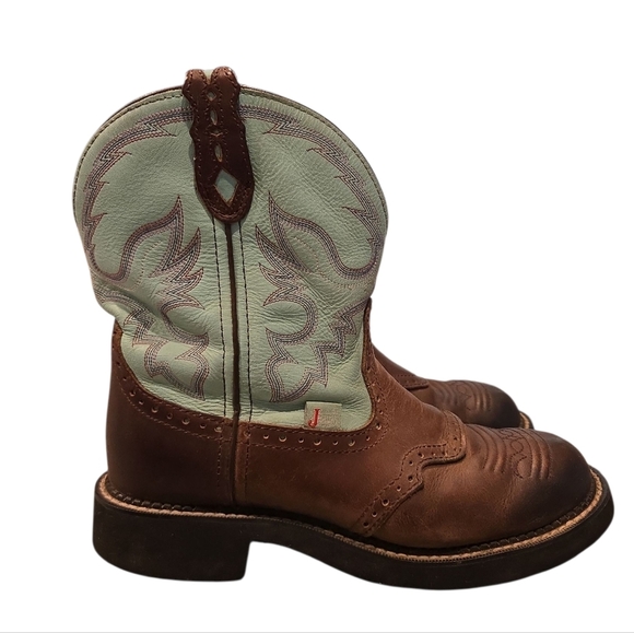 JUSTIN GYPSY CASUAL FOOT WITH BAY APACHE COWHIDE FOOT COWGIRL BOOTS. SIZE 8.5 - Picture 3 of 11